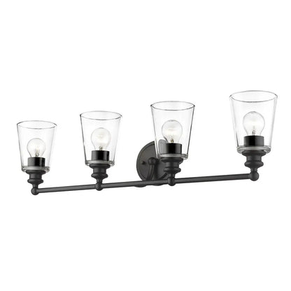 Ceil 4-Light Matte Black Vanity HomeRoots