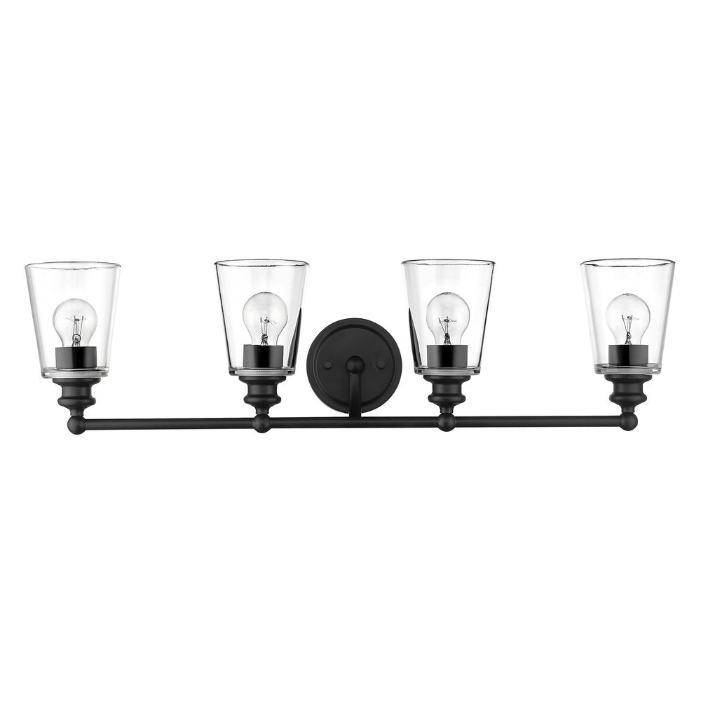 8" Black And Clear Metal and Glass Vanity Flush Mounted Sconce HomeRoots