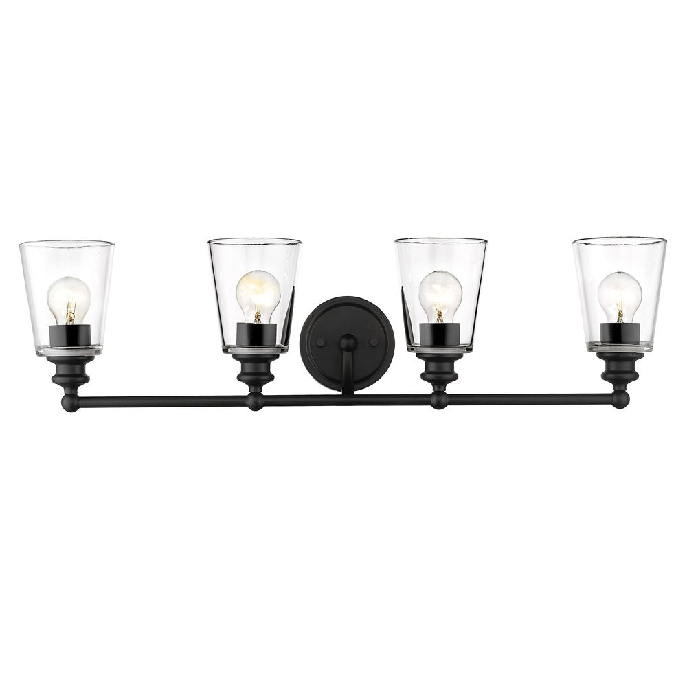8" Black And Clear Metal and Glass Vanity Flush Mounted Sconce HomeRoots