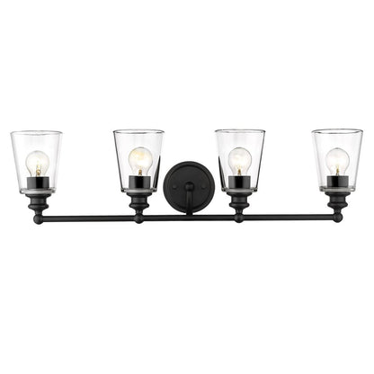 8" Black And Clear Metal and Glass Vanity Flush Mounted Sconce HomeRoots