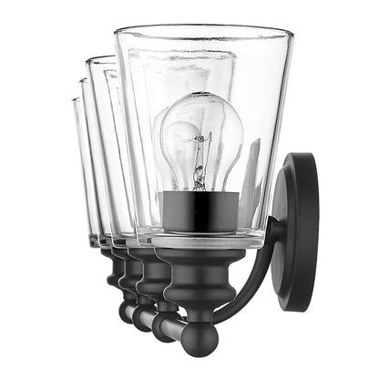 8" Black And Clear Metal and Glass Vanity Flush Mounted Sconce HomeRoots