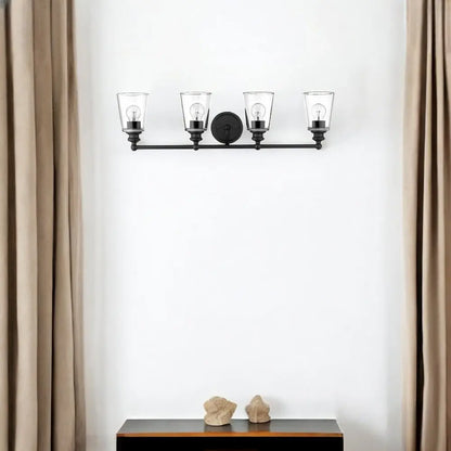 Ceil 4-Light Matte Black Vanity HomeRoots