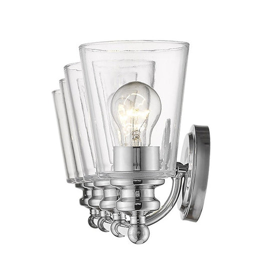 8" Silver And Clear Metal and Glass Vanity Flush Mounted Sconce HomeRoots