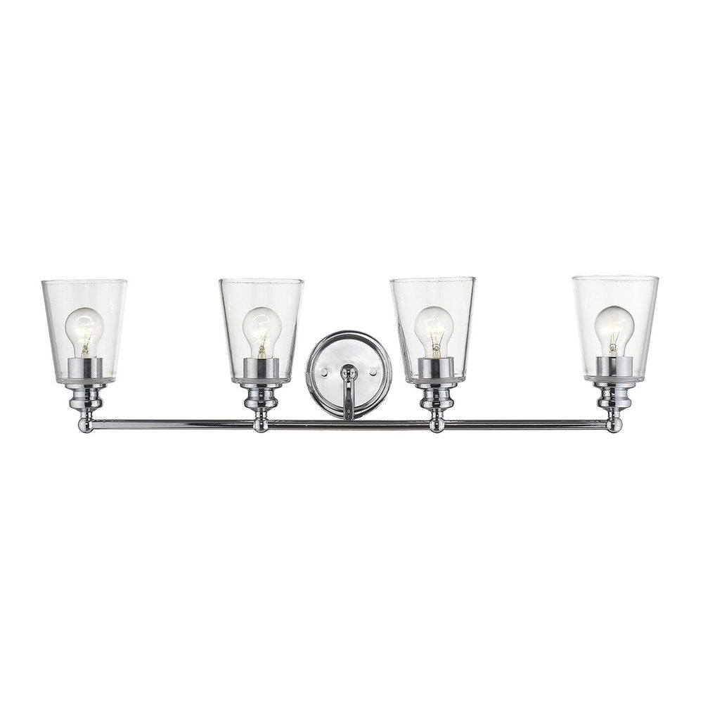 8" Silver And Clear Metal and Glass Vanity Flush Mounted Sconce — view 4