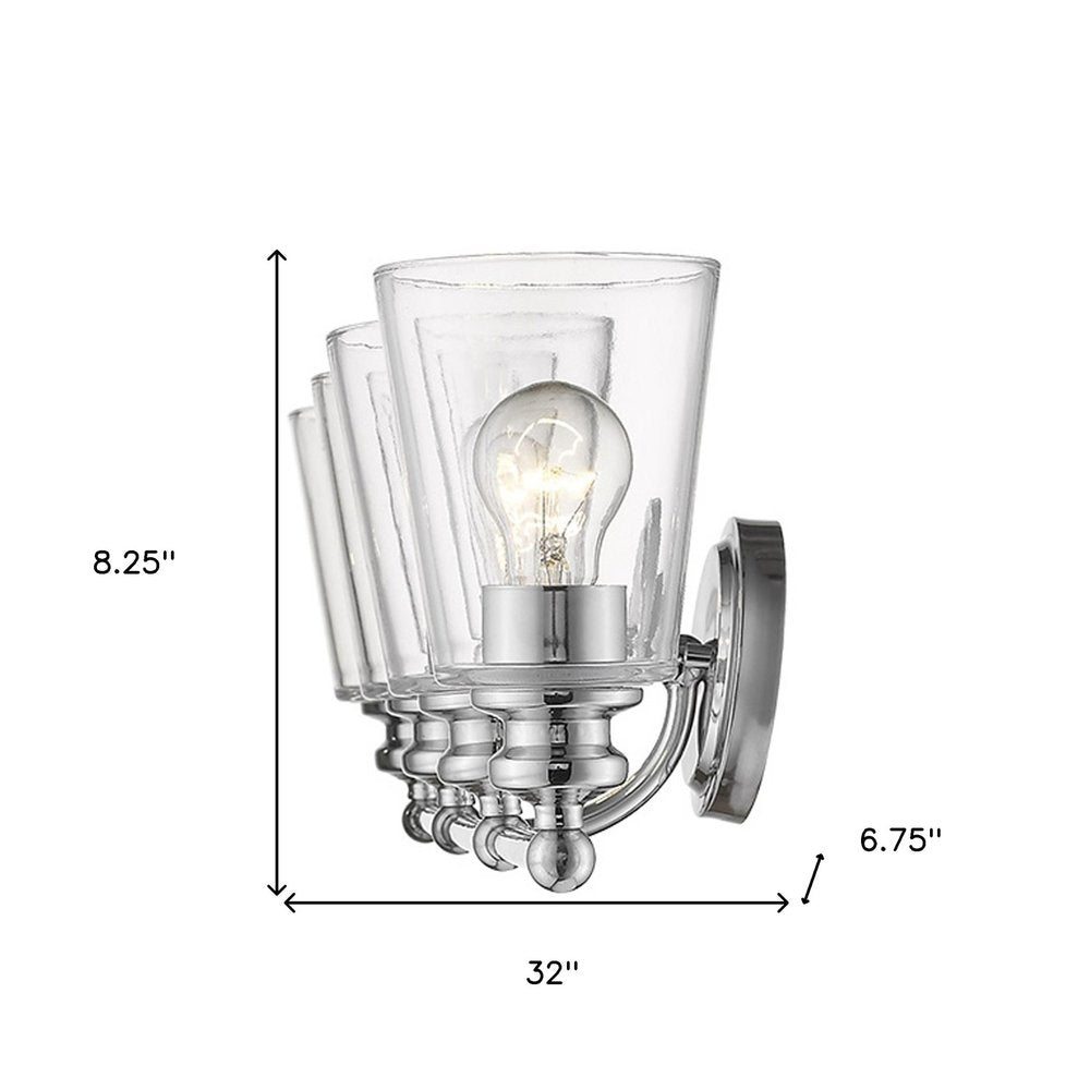 8" Silver And Clear Metal and Glass Vanity Flush Mounted Sconce HomeRoots