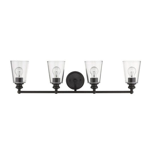 8" Black And Clear Metal and Glass Vanity Flush Mounted Sconce HomeRoots