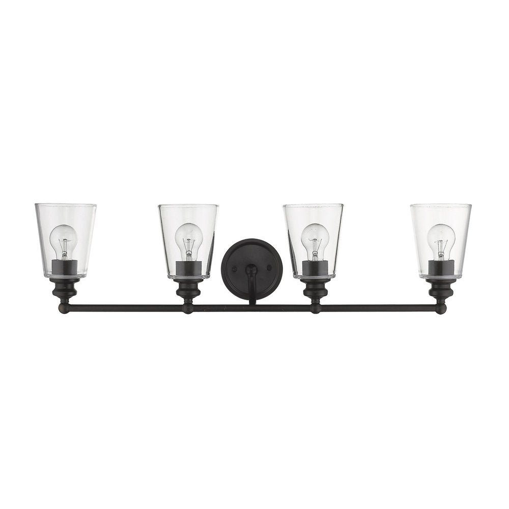 8" Black And Clear Metal and Glass Vanity Flush Mounted Sconce HomeRoots