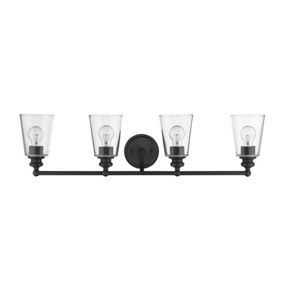 8" Black And Clear Metal and Glass Vanity Flush Mounted Sconce HomeRoots