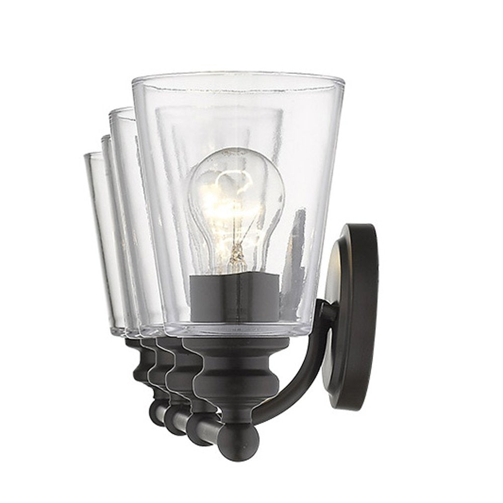 8" Black And Clear Metal and Glass Vanity Flush Mounted Sconce — view 2