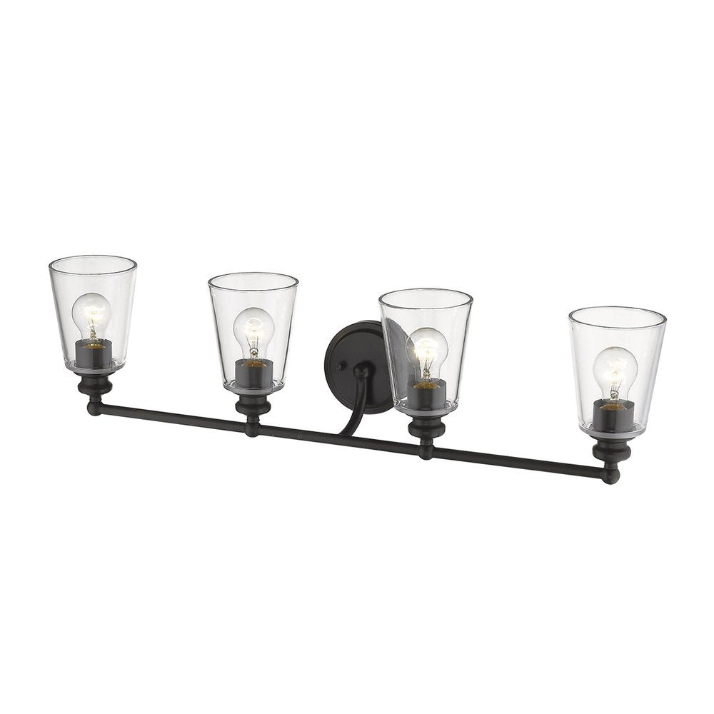 8" Black And Clear Metal and Glass Vanity Flush Mounted Sconce HomeRoots