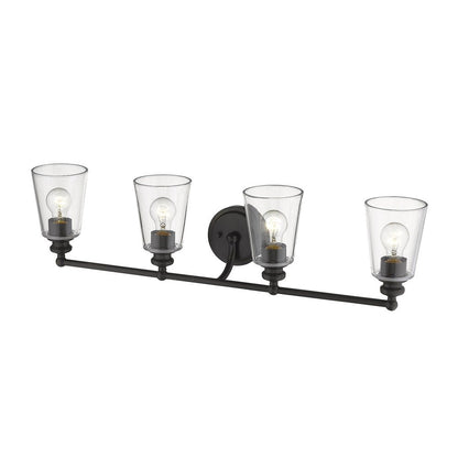 8" Black And Clear Metal and Glass Vanity Flush Mounted Sconce HomeRoots