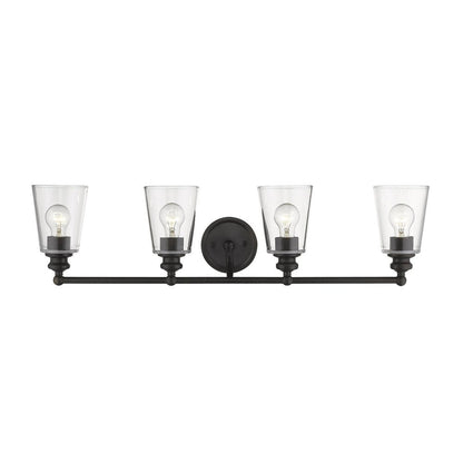 8" Black And Clear Metal and Glass Vanity Flush Mounted Sconce HomeRoots