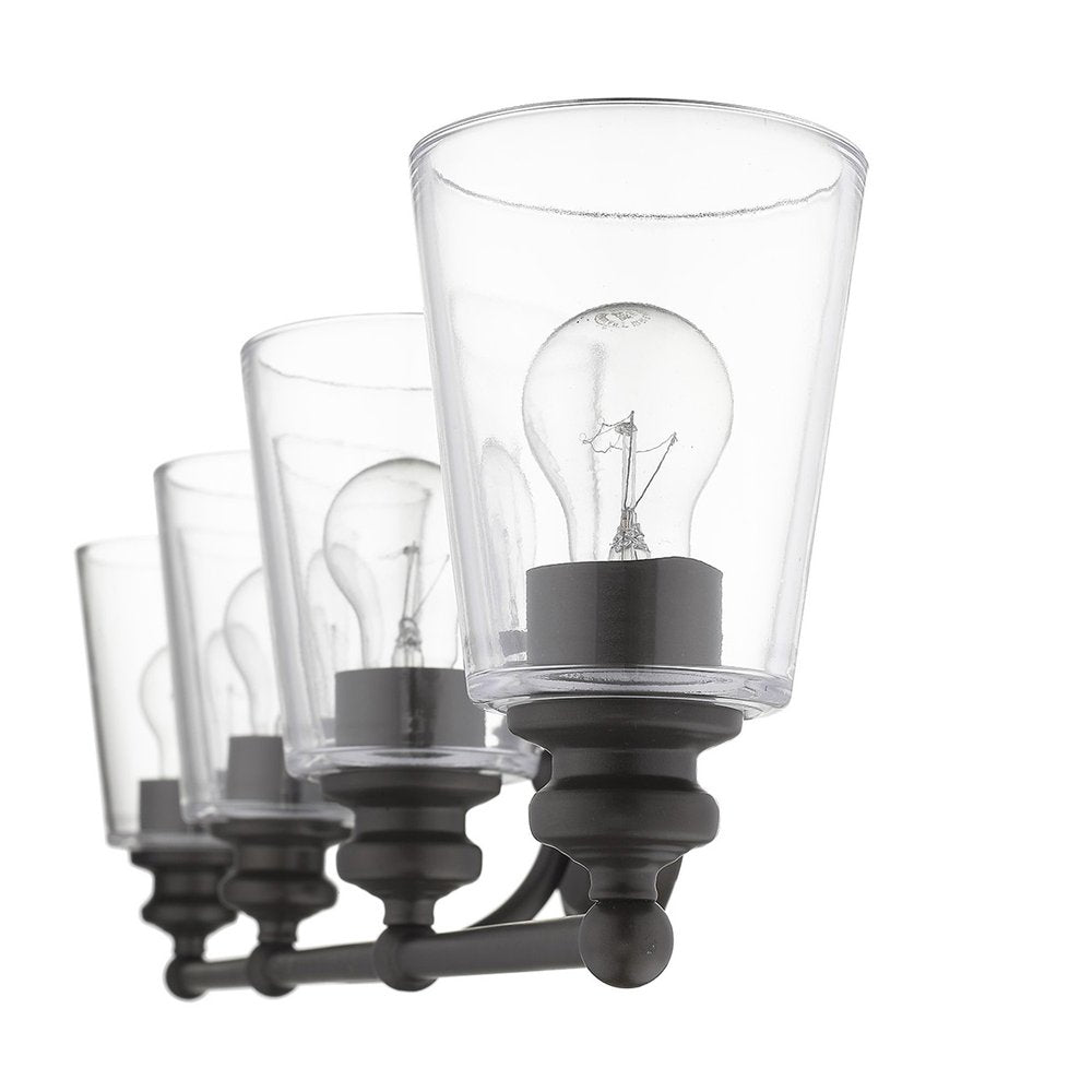 8" Black And Clear Metal and Glass Vanity Flush Mounted Sconce — view 5