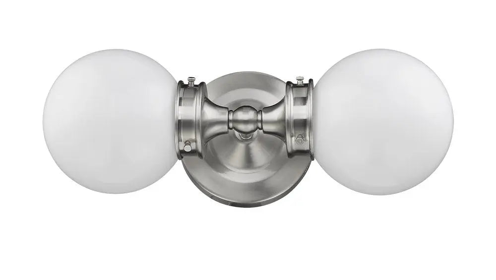 Two Light Silver Wall Sconce with Round Frosted Glass Shade HomeRoots
