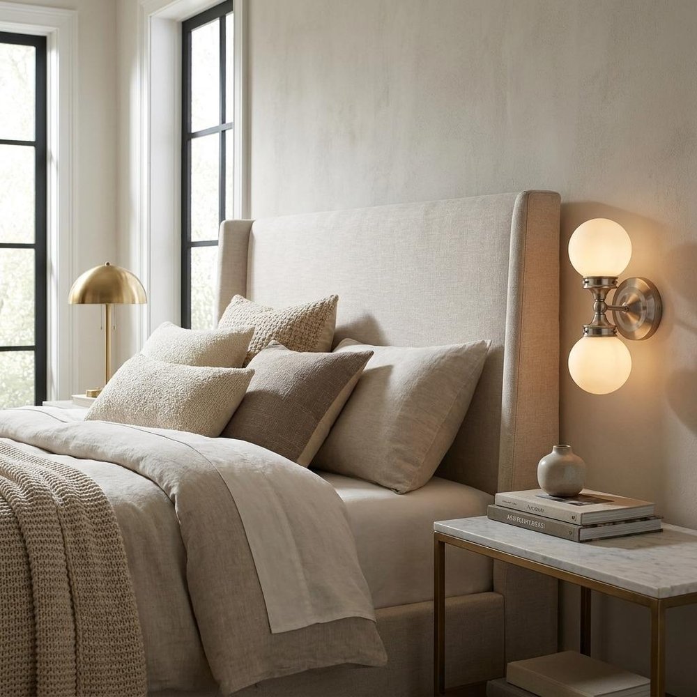 Two Light Silver Wall Sconce with Round Frosted Glass Shade HomeRoots