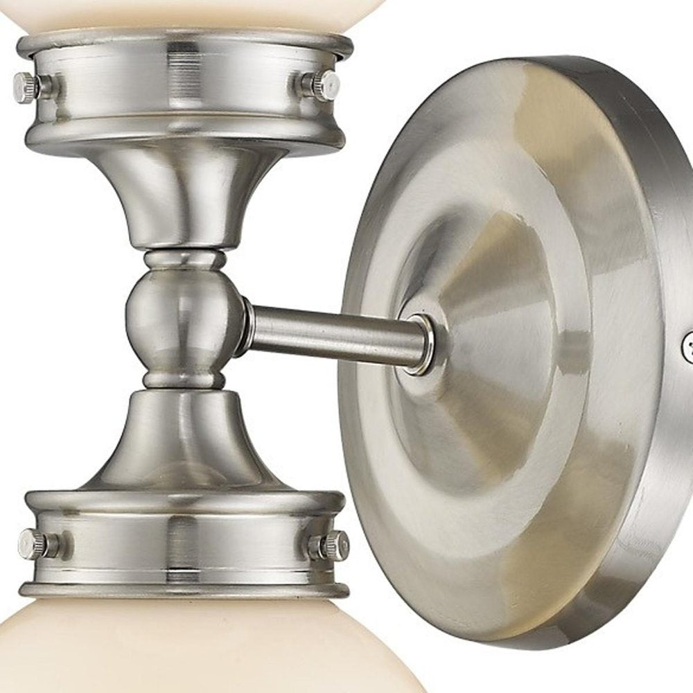 Two Light Silver Wall Sconce with Round Frosted Glass Shade HomeRoots