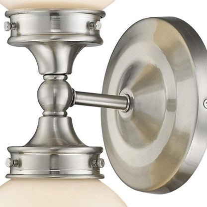 Two Light Silver Wall Sconce with Round Frosted Glass Shade HomeRoots