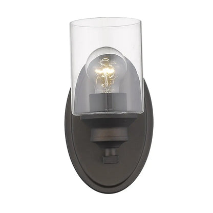 One Light Bronze Wall Light with Clear Glass Shade HomeRoots