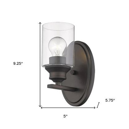 One Light Bronze Wall Light with Clear Glass Shade HomeRoots