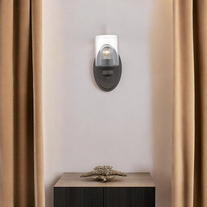 One Light Bronze Wall Light with Clear Glass Shade HomeRoots
