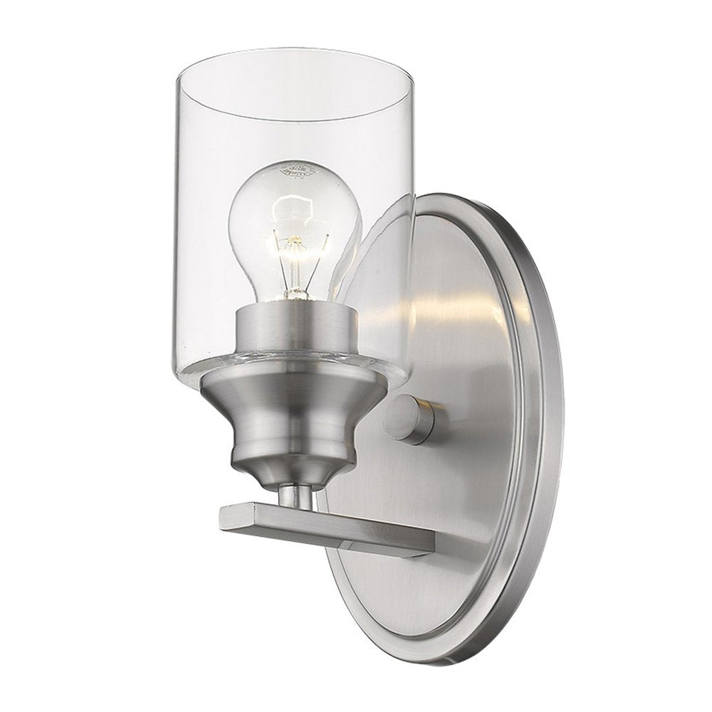 One Light Silver Wall Light with Clear Glass Shade HomeRoots