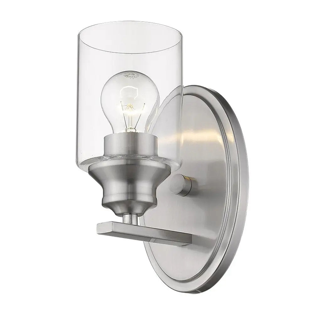 One Light Silver Wall Light with Clear Glass Shade HomeRoots
