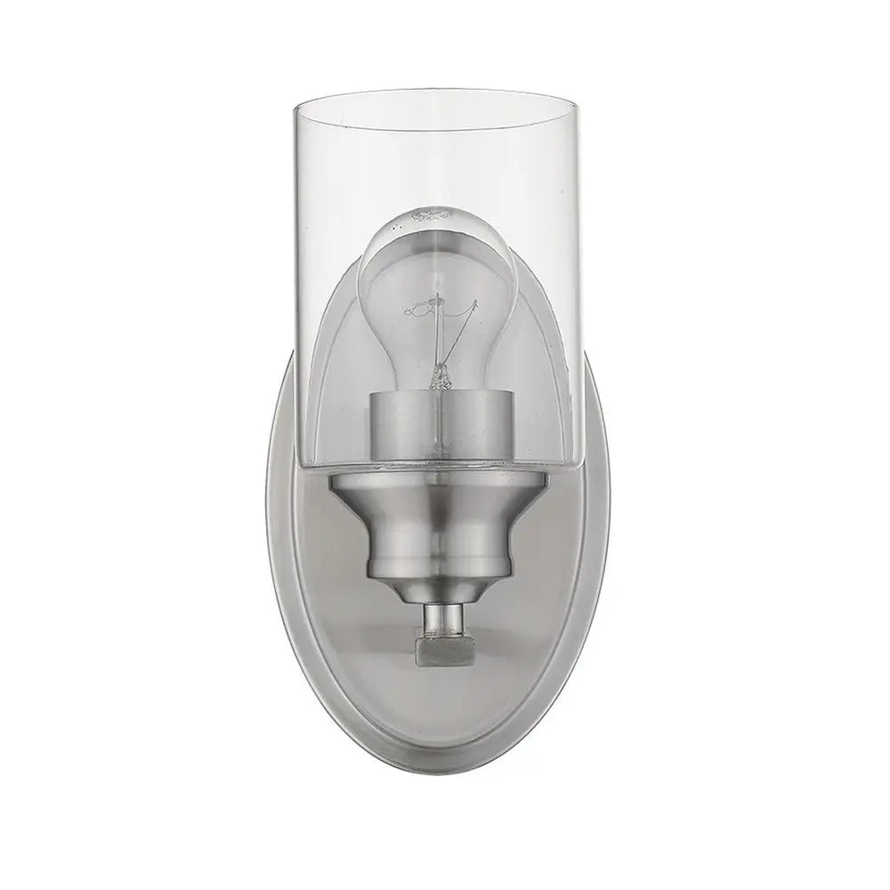 One Light Silver Wall Light with Clear Glass Shade HomeRoots