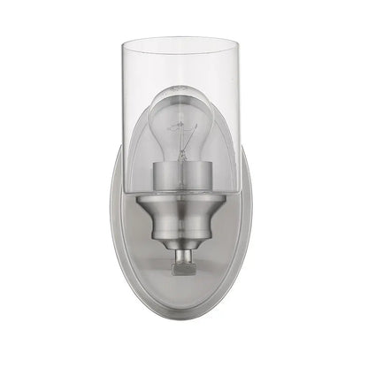 One Light Silver Wall Light with Clear Glass Shade HomeRoots