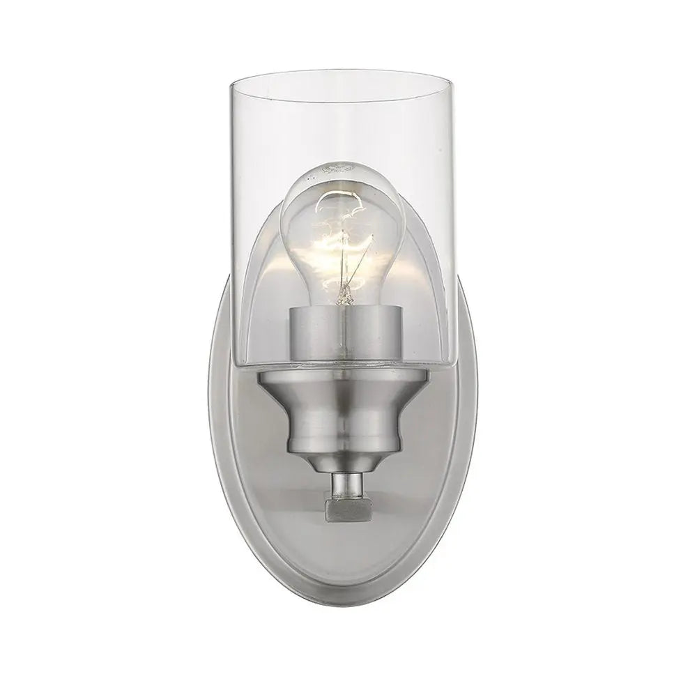 One Light Silver Wall Light with Clear Glass Shade HomeRoots