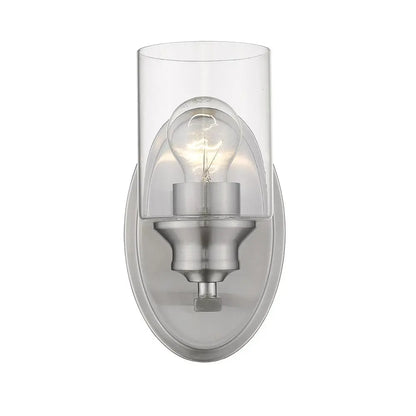 One Light Silver Wall Light with Clear Glass Shade HomeRoots