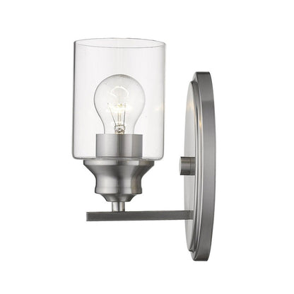 One Light Silver Wall Light with Clear Glass Shade HomeRoots