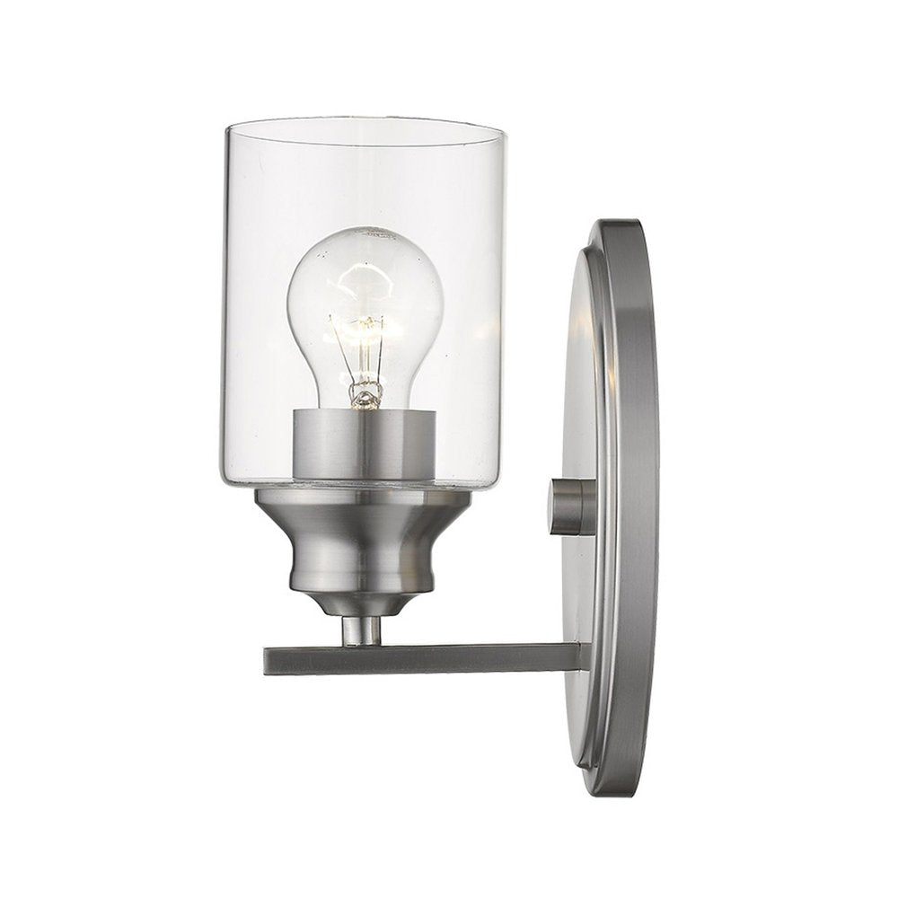 One Light Silver Wall Light with Clear Glass Shade — view 4