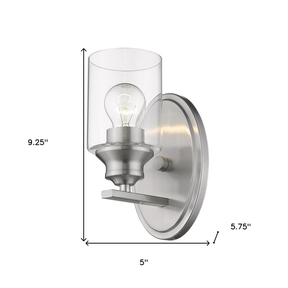 One Light Silver Wall Light with Clear Glass Shade — view 5