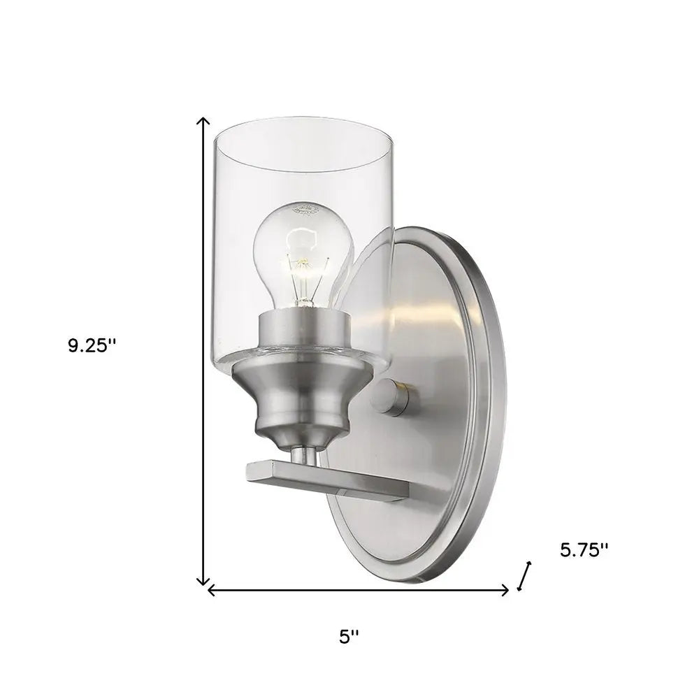 One Light Silver Wall Light with Clear Glass Shade HomeRoots