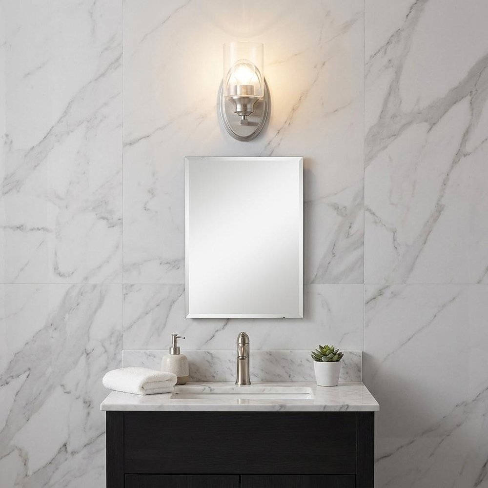 One Light Silver Wall Light with Clear Glass Shade HomeRoots
