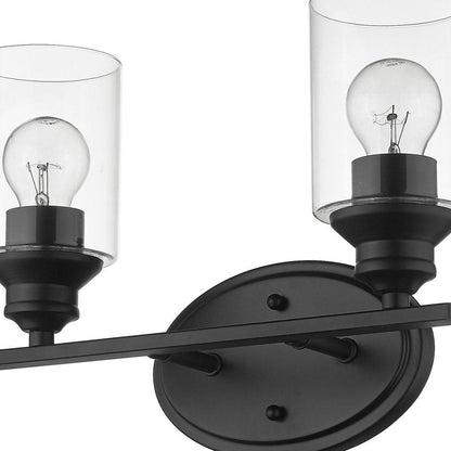 14" Black And Clear Metal and Glass Two Lights Flush Mounted Sconce HomeRoots