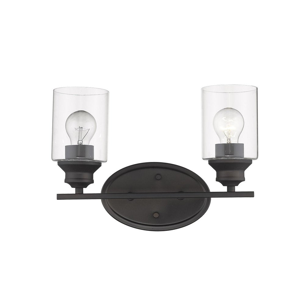 10" Black And Clear Metal and Glass Vanity Flush Mounted Sconce HomeRoots