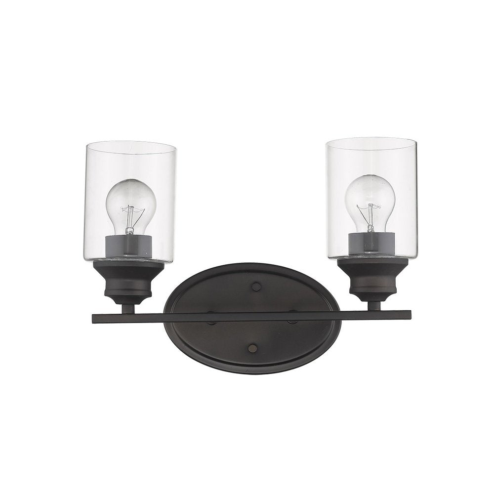 10" Black And Clear Metal and Glass Vanity Flush Mounted Sconce HomeRoots