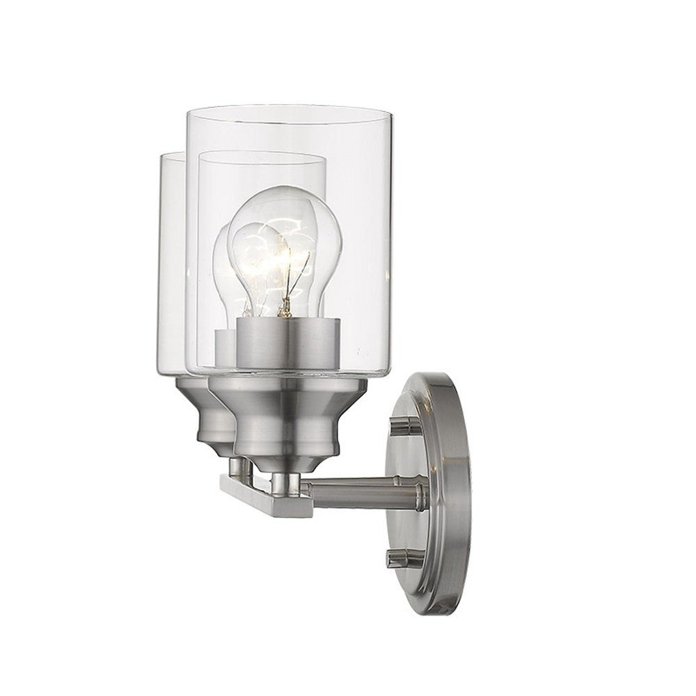 10" Silver And Clear Metal and Glass Vanity Flush Mounted Sconce HomeRoots