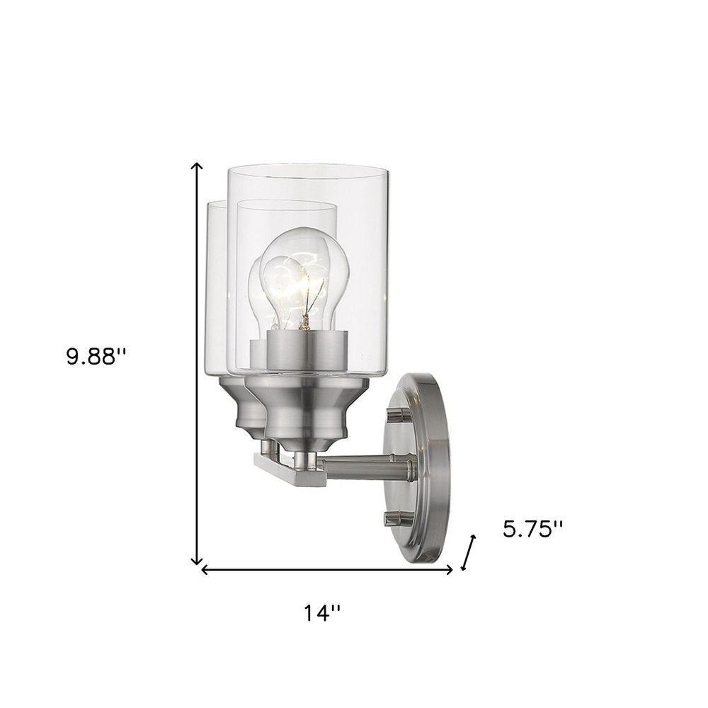 10" Silver And Clear Metal and Glass Vanity Flush Mounted Sconce HomeRoots