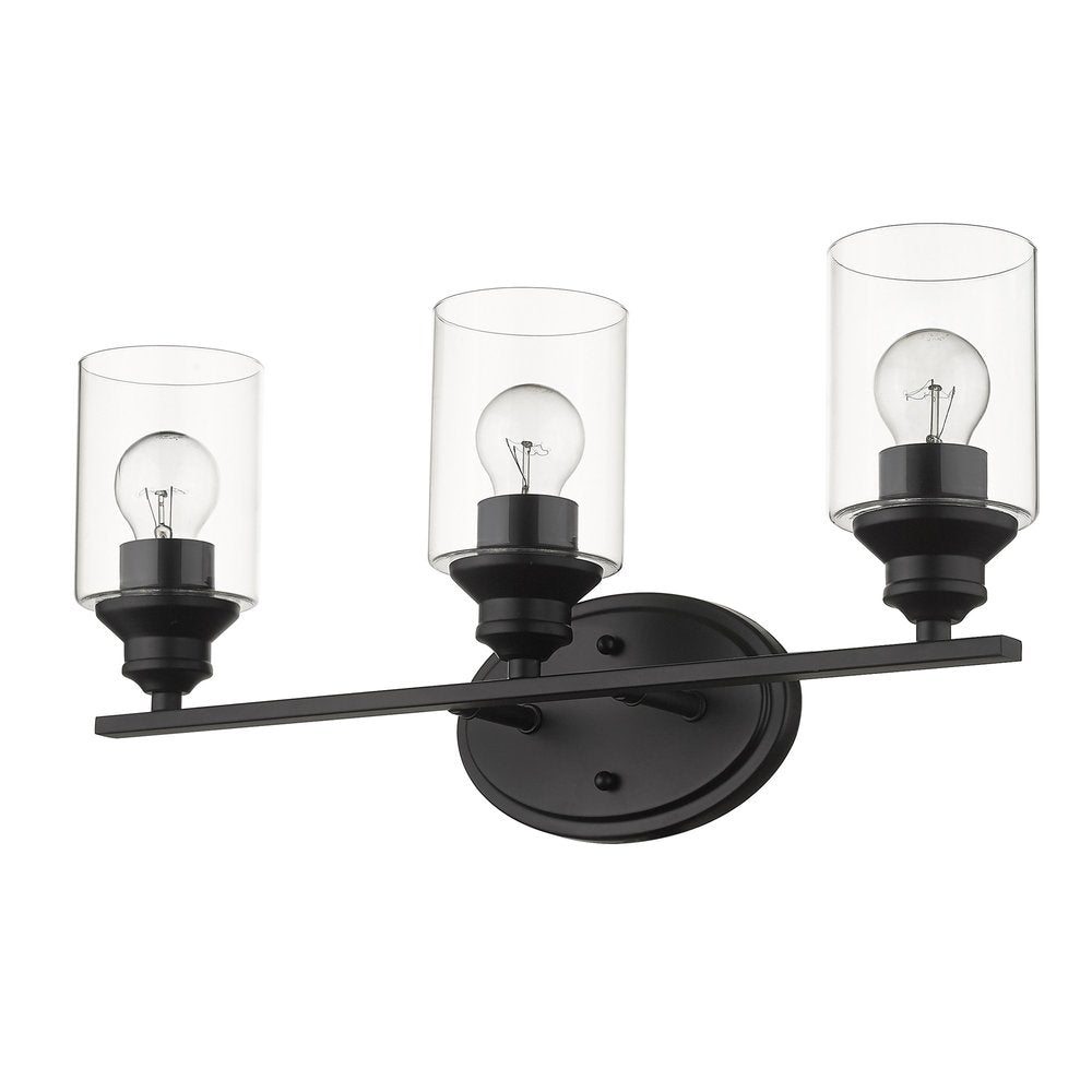 10" Black And Clear Metal and Glass Vanity Flush Mounted Sconce HomeRoots