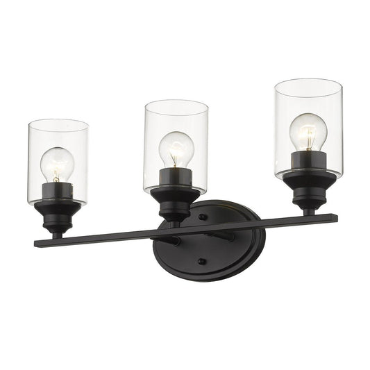 10" Black And Clear Metal and Glass Vanity Flush Mounted Sconce HomeRoots