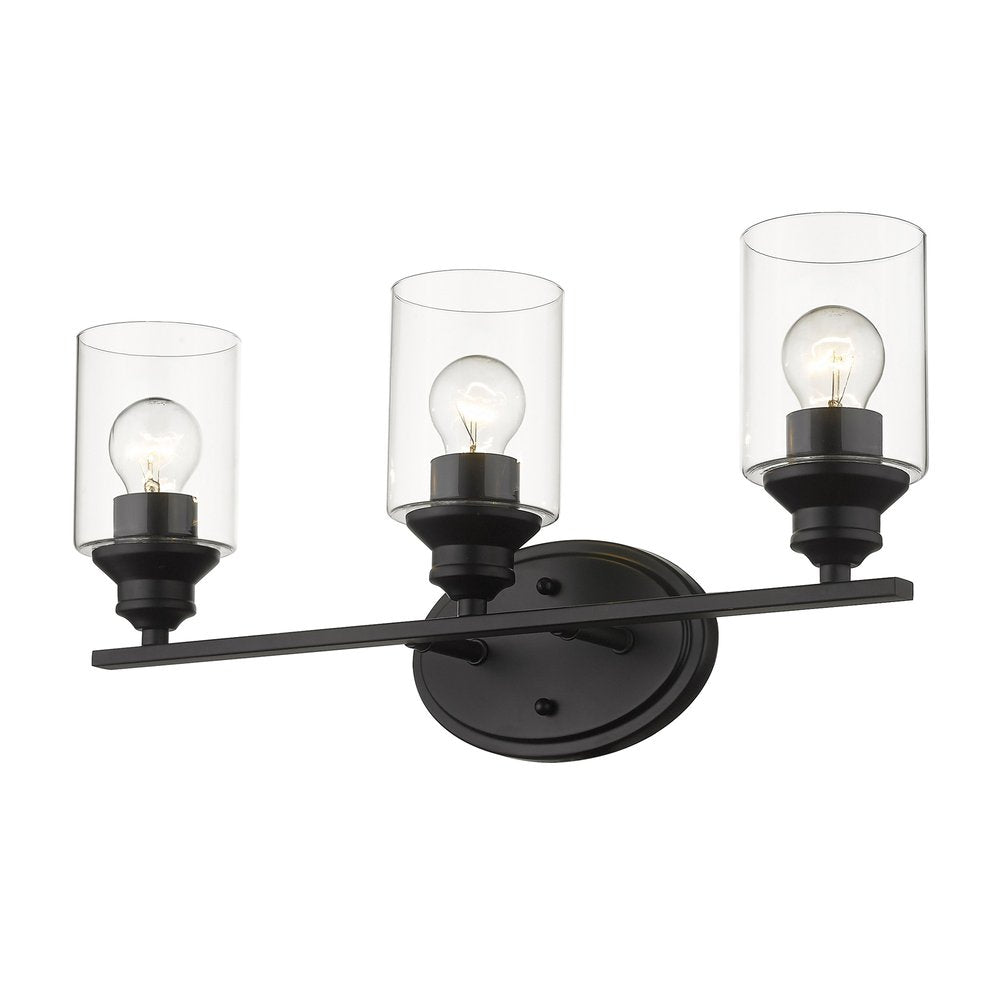 10" Black And Clear Metal and Glass Vanity Flush Mounted Sconce HomeRoots