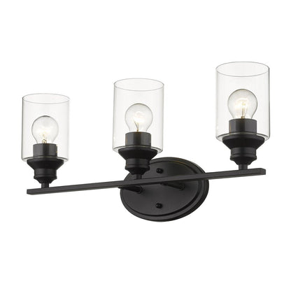 10" Black And Clear Metal and Glass Vanity Flush Mounted Sconce HomeRoots