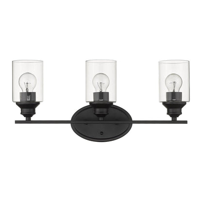 10" Black And Clear Metal and Glass Vanity Flush Mounted Sconce HomeRoots