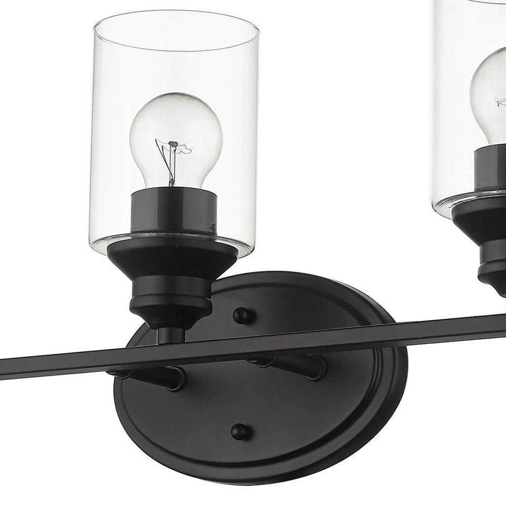 10" Black And Clear Metal and Glass Vanity Flush Mounted Sconce HomeRoots