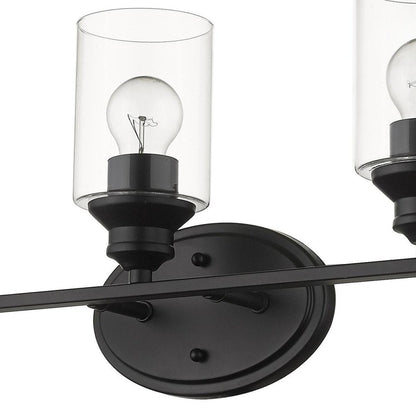 10" Black And Clear Metal and Glass Vanity Flush Mounted Sconce HomeRoots