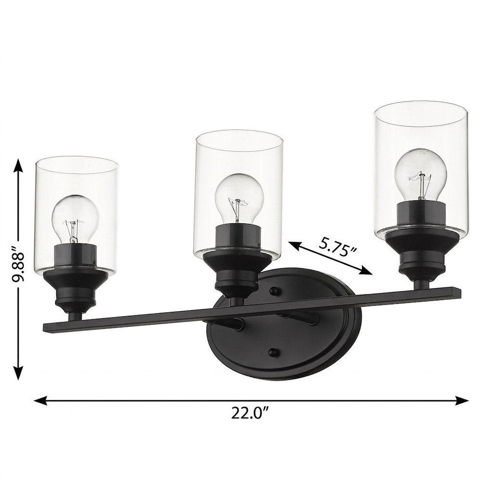 10" Black And Clear Metal and Glass Vanity Flush Mounted Sconce HomeRoots