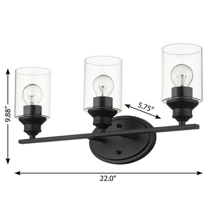 10" Black And Clear Metal and Glass Vanity Flush Mounted Sconce HomeRoots