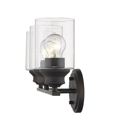 Three Light Bronze Wall Light with Clear Glass Shade HomeRoots